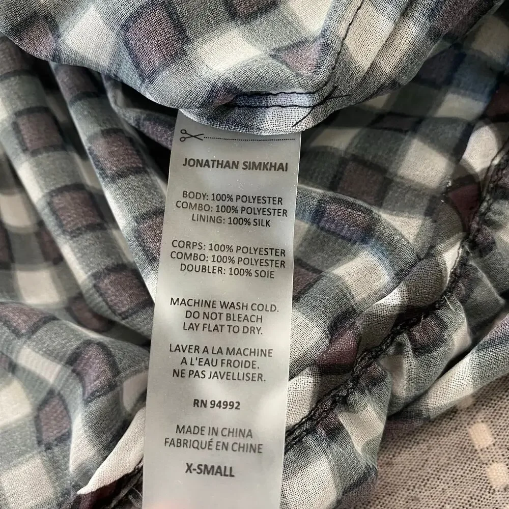 Jonathan Simkhai Dress Mixed Media Black White silk Blend Size XS Romance Flowy - Picture 4 of 10